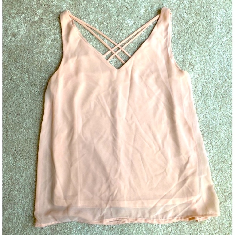 Japna Light Pink Dressy Cross Back Top Sz S
